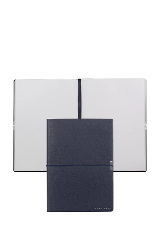 A5 NAVY FAUX-LEATHER NOTEPAD