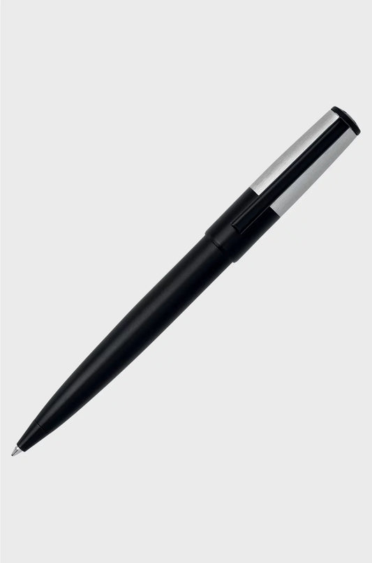 BALLPOINT PEN WITH BRUSHED BLACK AND CHROME EFFECTS