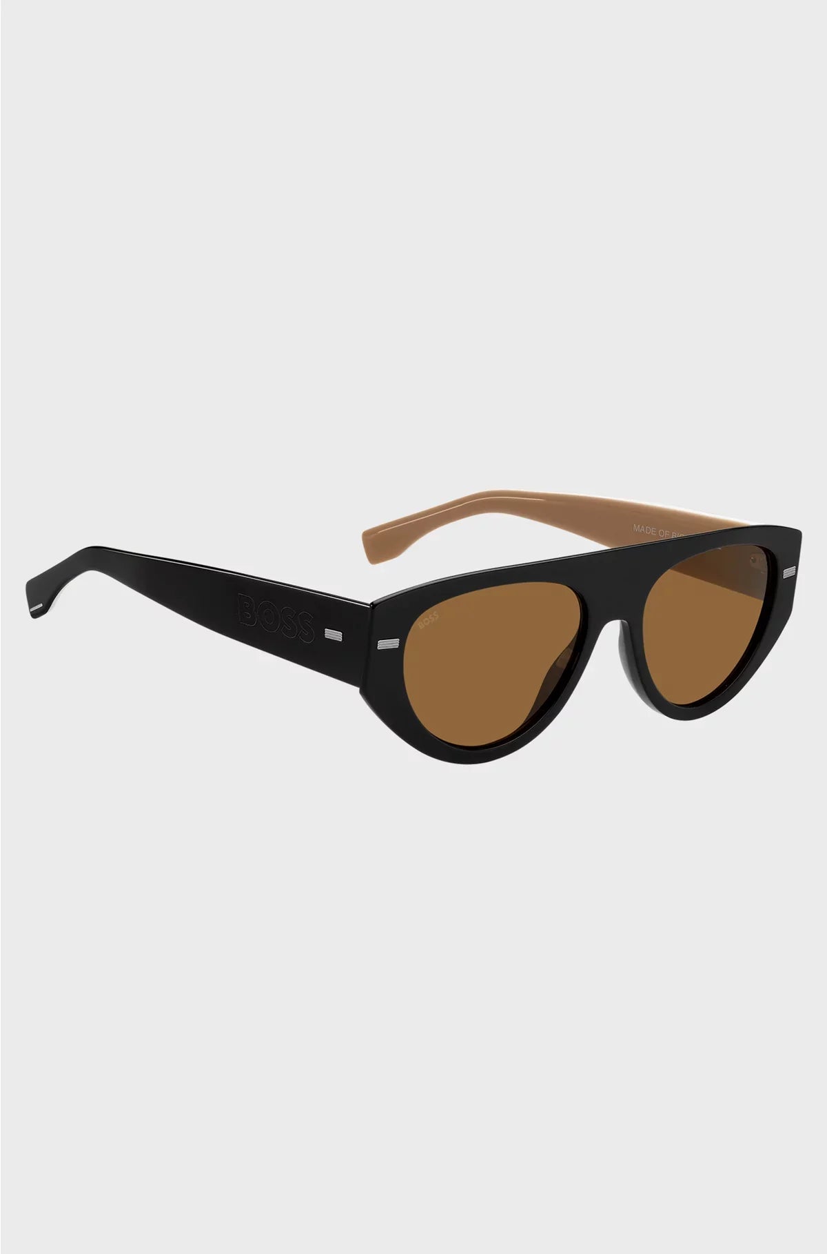 BLACK BIO-ACETATE SUNGLASSES WITH LASERED-LOGO TEMPLES