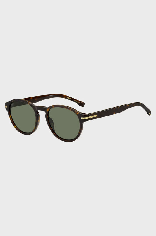 HORN-ACETATE SUNGLASSES WITH SIGNATURE GOLD-TONE DETAIL