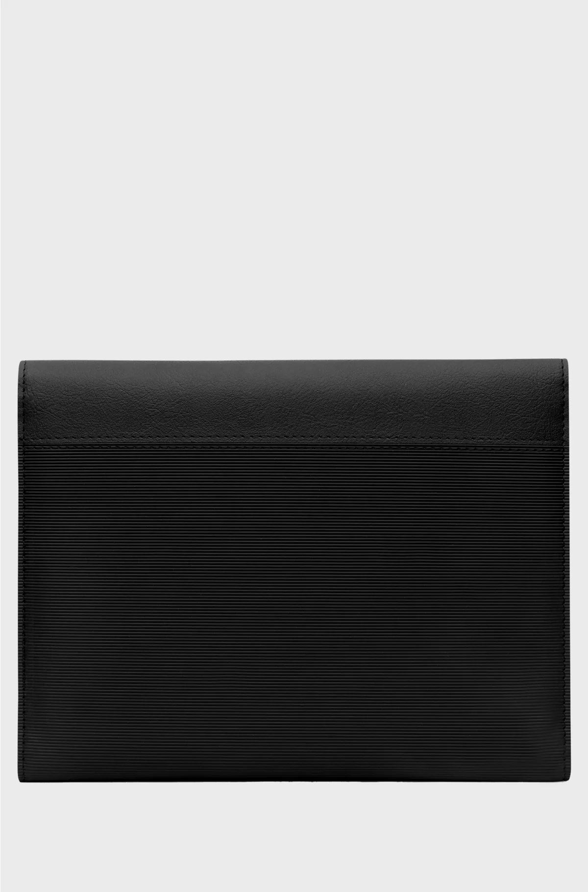BLACK A5 FOLDER IN FAUX LEATHER WITH PINSTRIPE STRUCTURE