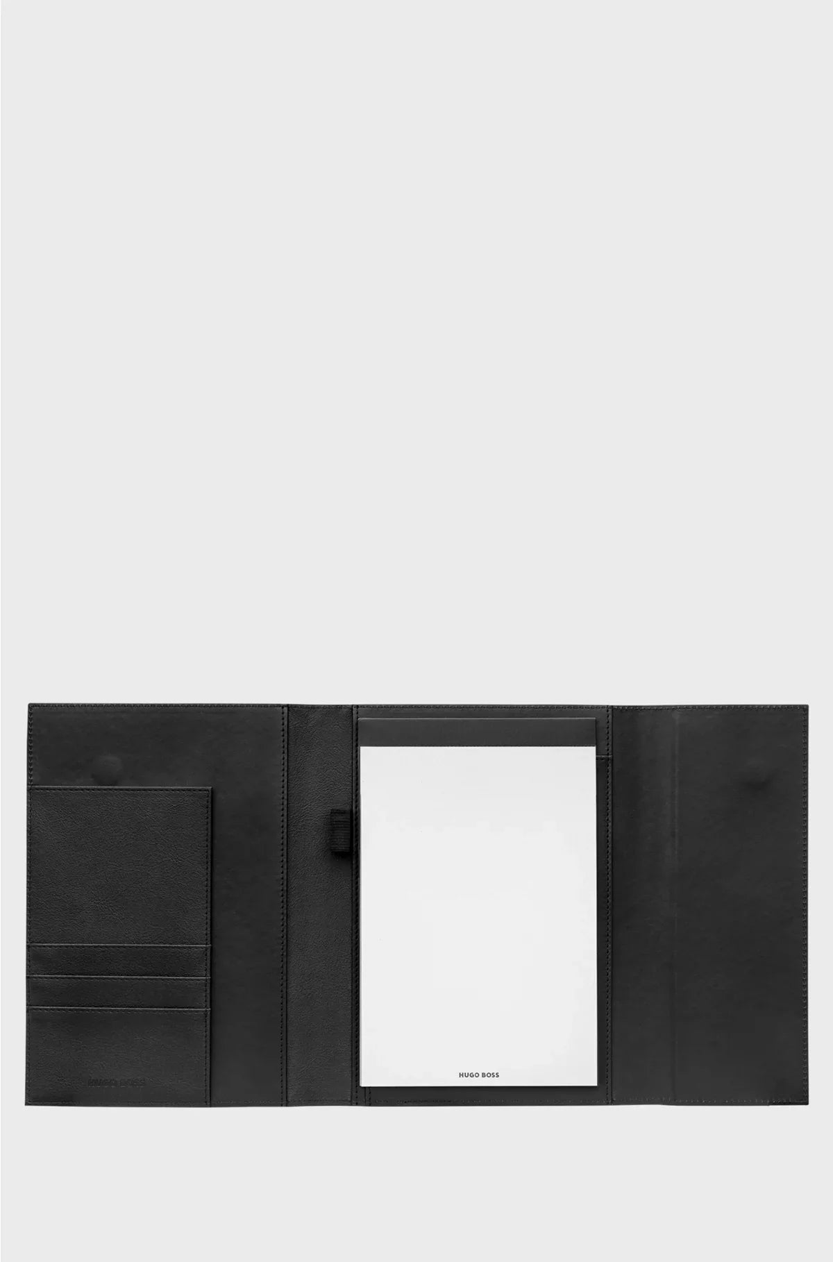BLACK A5 FOLDER IN FAUX LEATHER WITH PINSTRIPE STRUCTURE