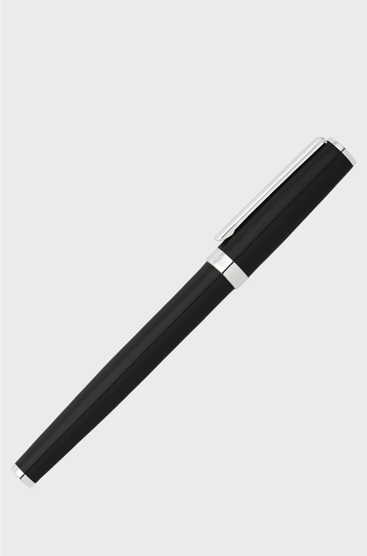 GLOSSY-BLACK LACQUER ROLLERBALL PEN WITH LOGO RING