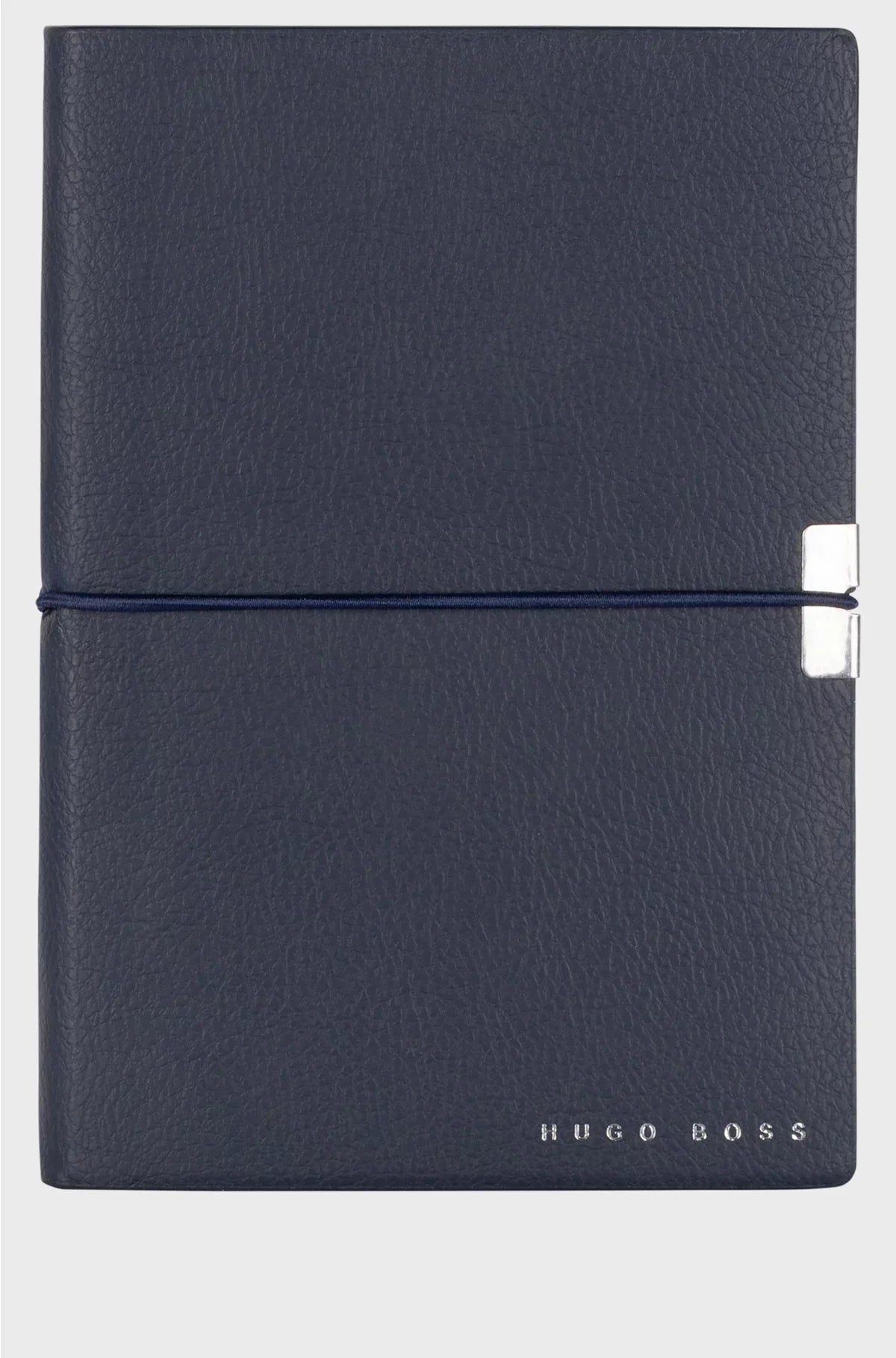 A6 NOTEBOOK IN NAVY FAUX LEATHER WITH ELASTICATED BAND