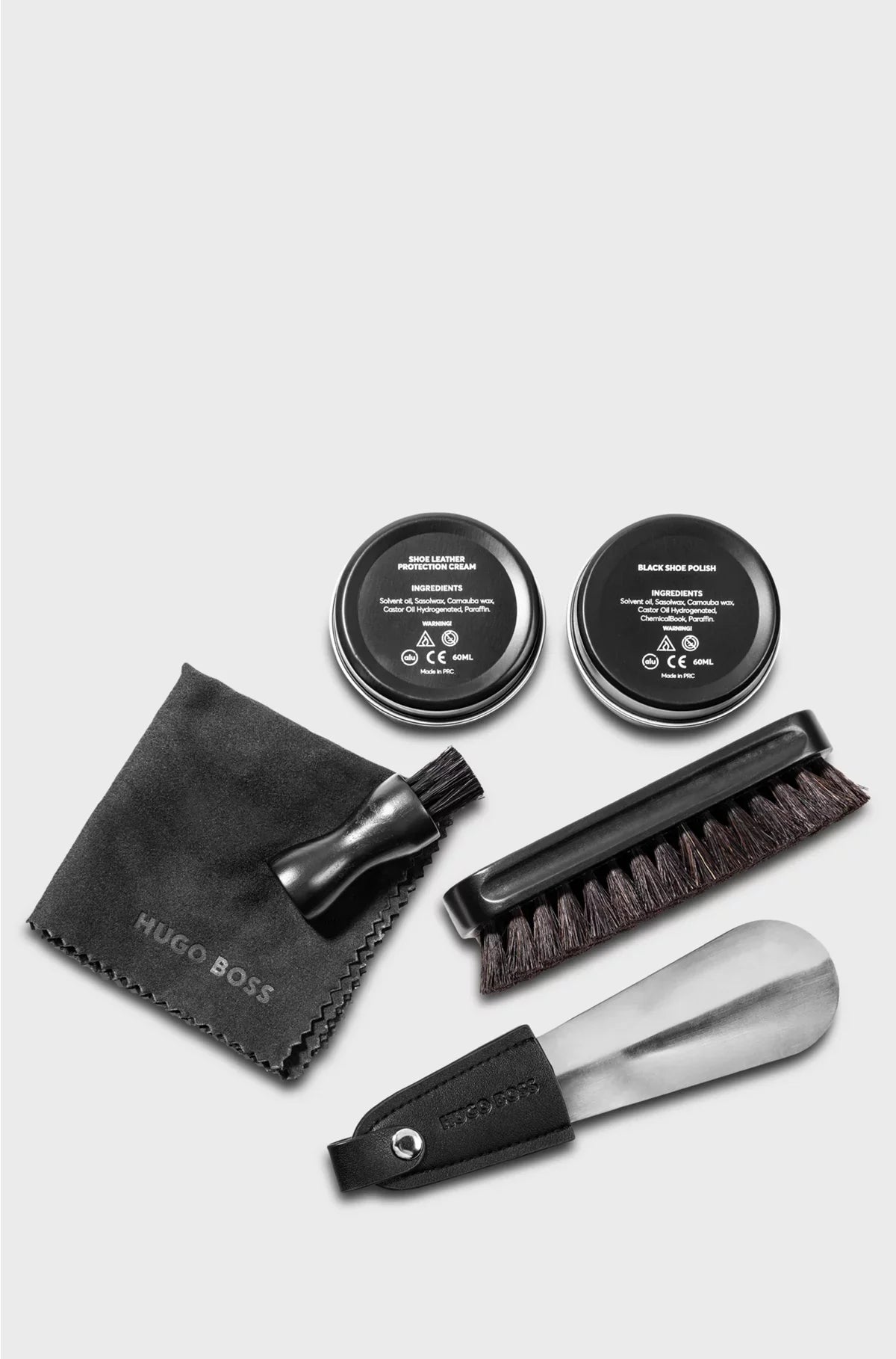 SHOE-CARE KIT IN GRAINED FAUX-LEATHER BAG