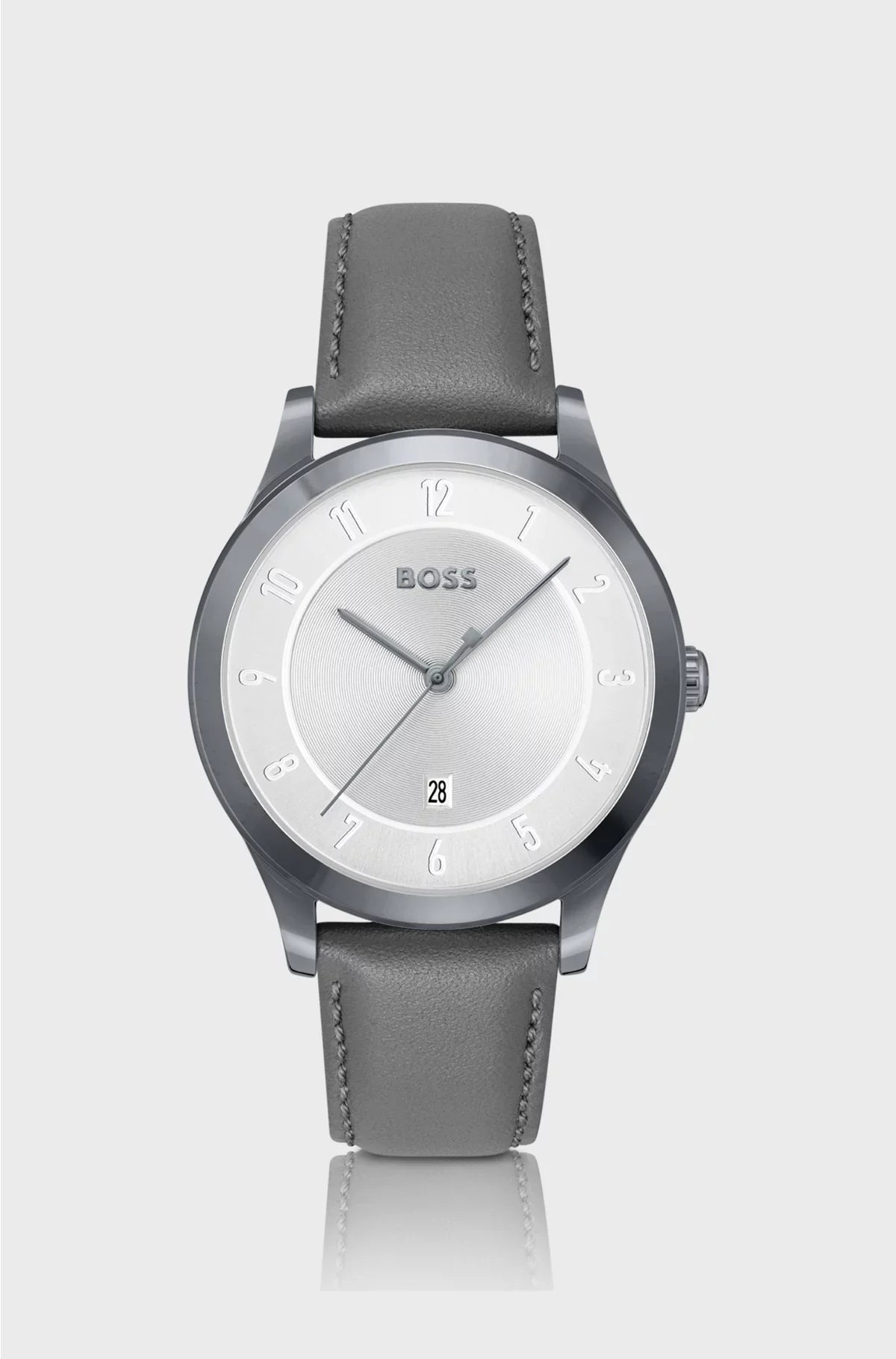 OROLOGIO CON QUADRANTE GRIGIO E CINTURINO IN PELLE