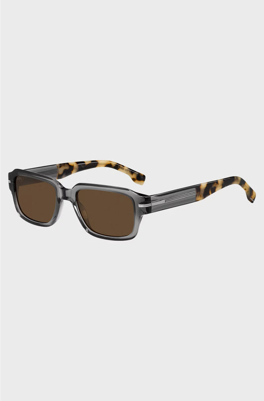 TRANSPARENT-ACETATE SUNGLASSES WITH HAVANA DETAILING