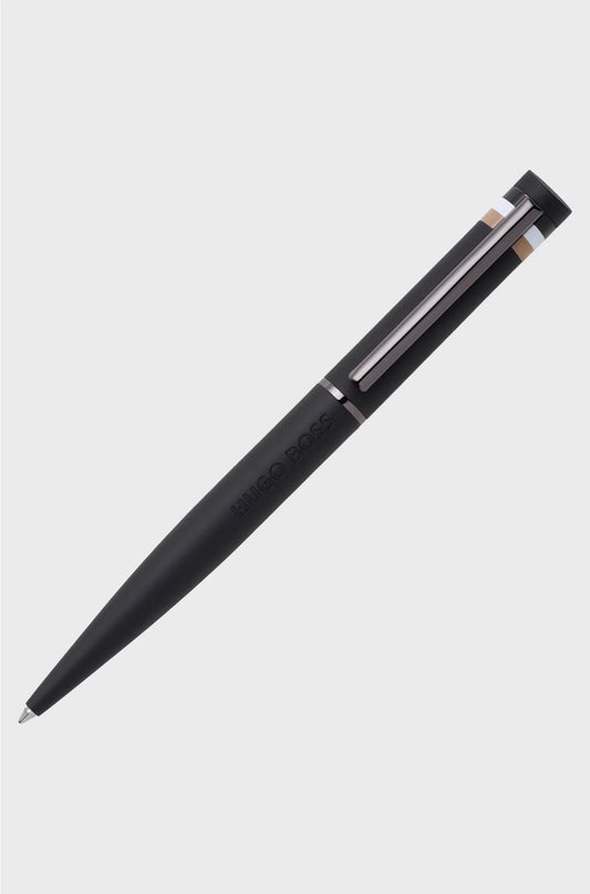 BLACK BALLPOINT PEN WITH SIGNATURE-STRIPE DETAIL