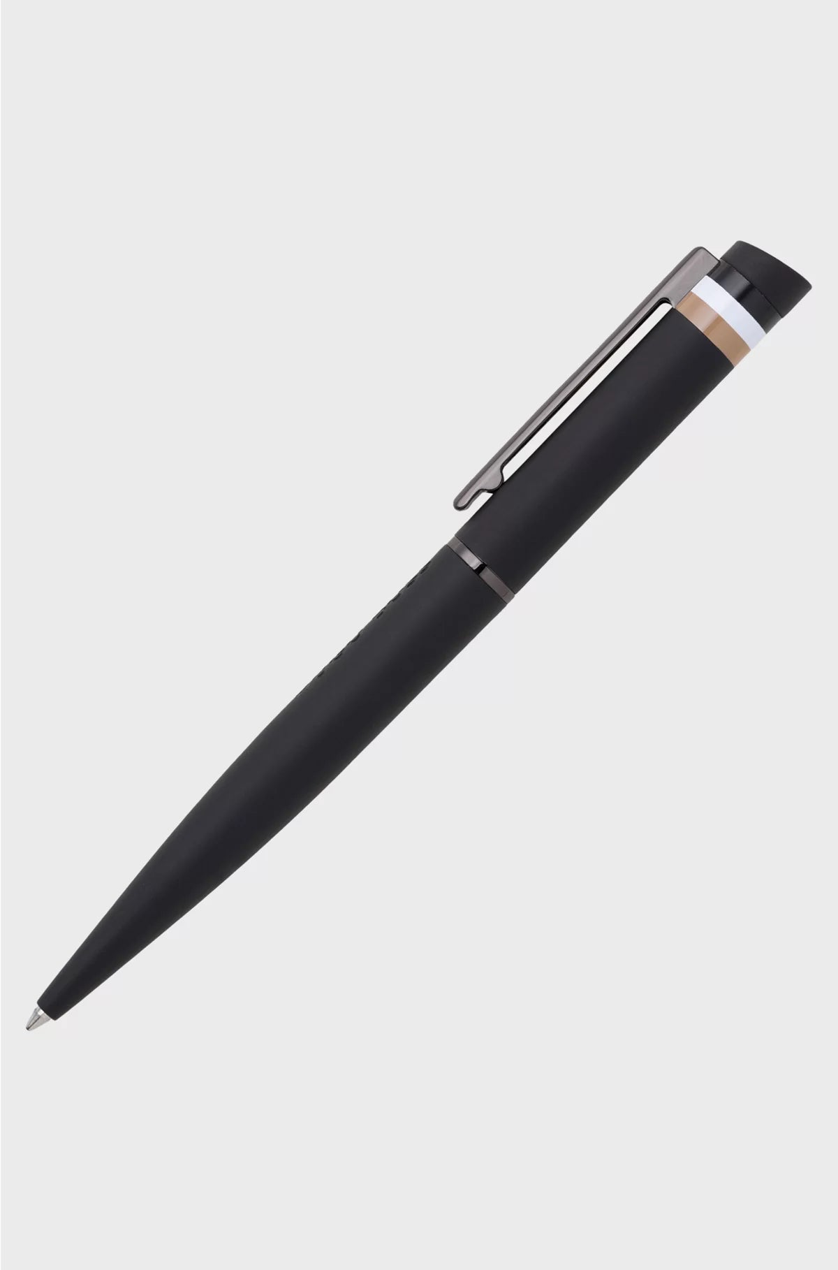 BLACK BALLPOINT PEN WITH SIGNATURE-STRIPE DETAIL