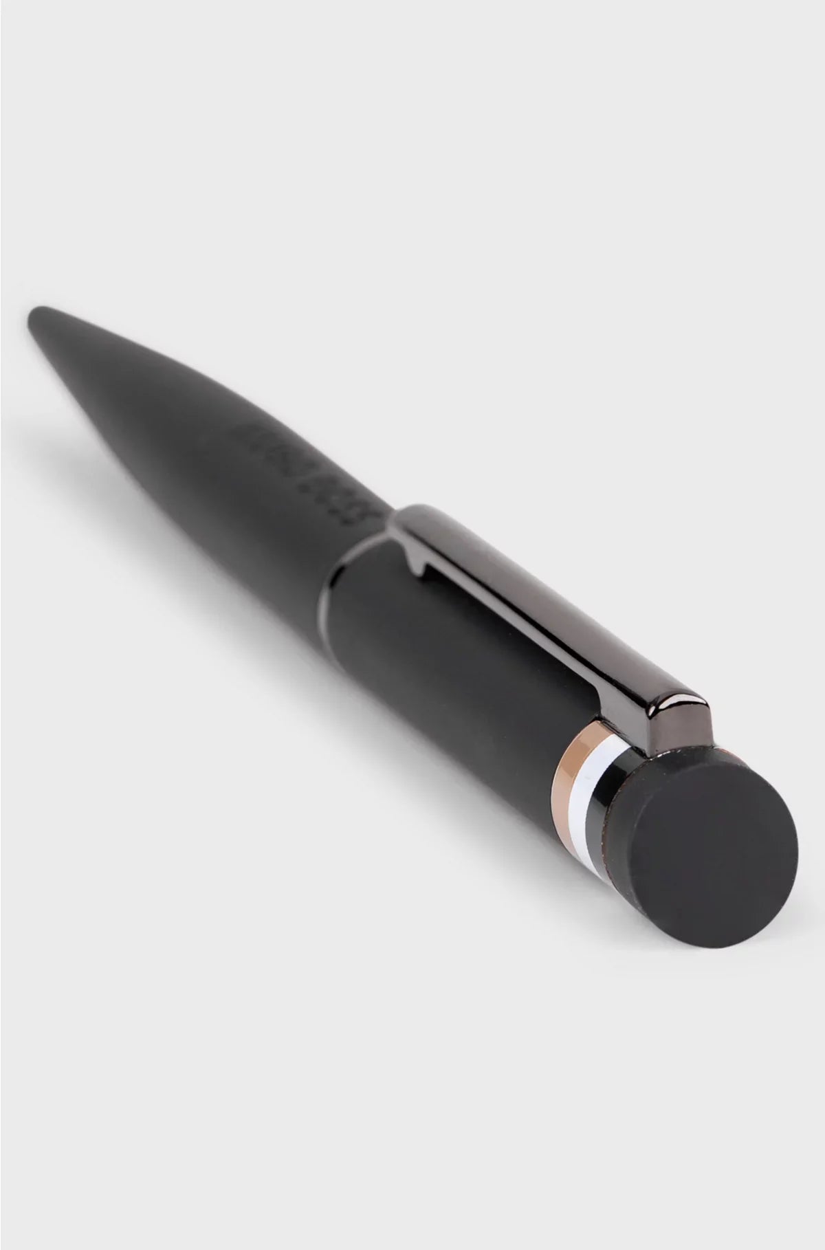 BLACK BALLPOINT PEN WITH SIGNATURE-STRIPE DETAIL