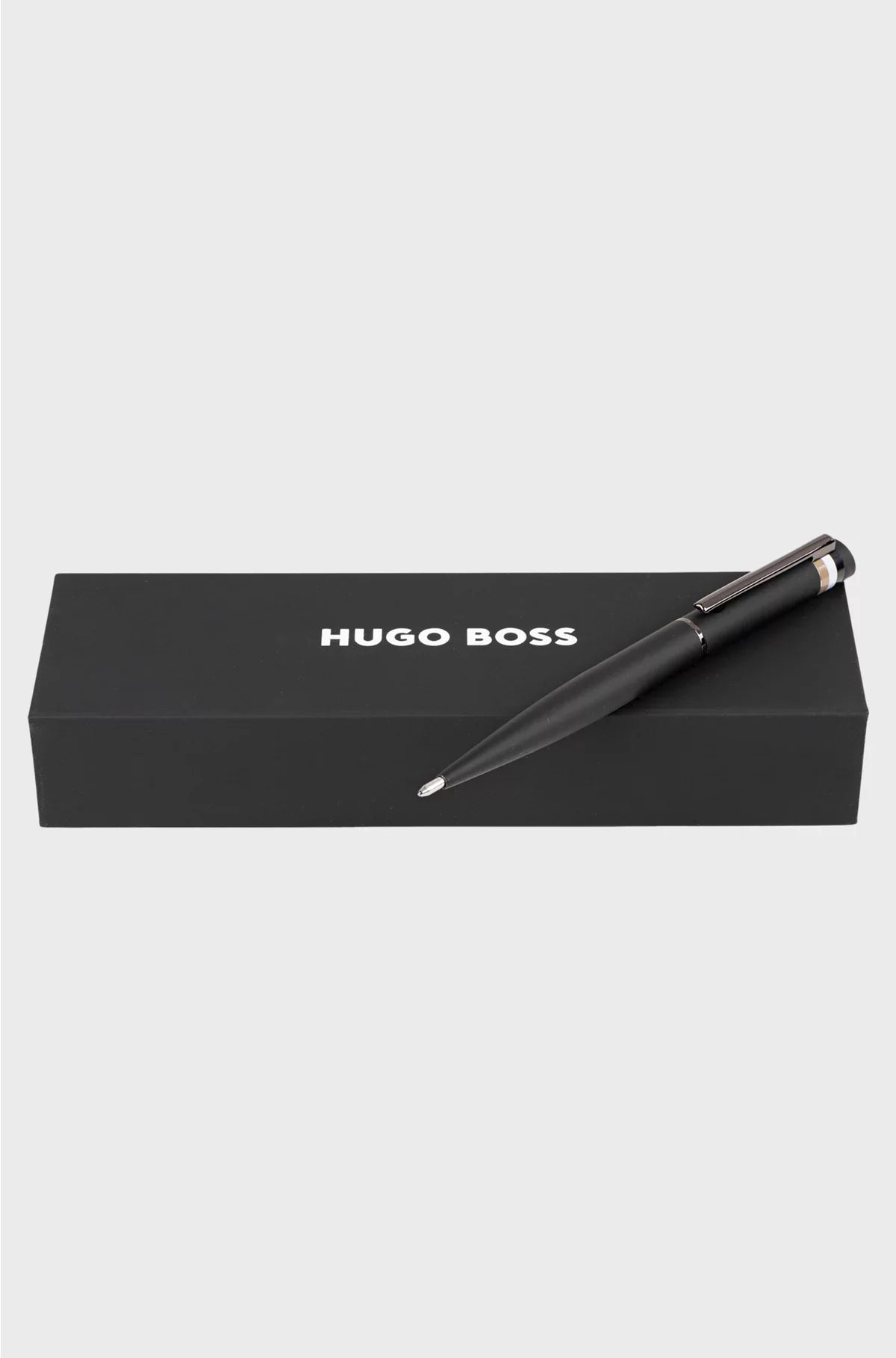 BLACK BALLPOINT PEN WITH SIGNATURE-STRIPE DETAIL