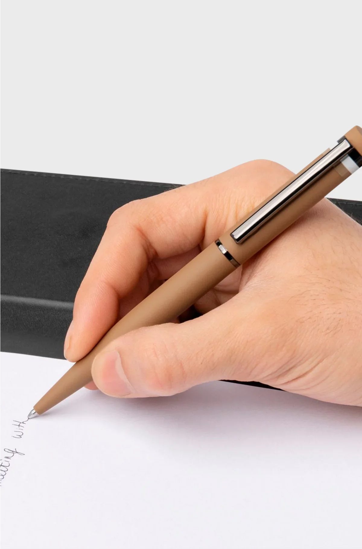 CAMEL BALLPOINT PEN WITH SIGNATURE-STRIPE DETAIL