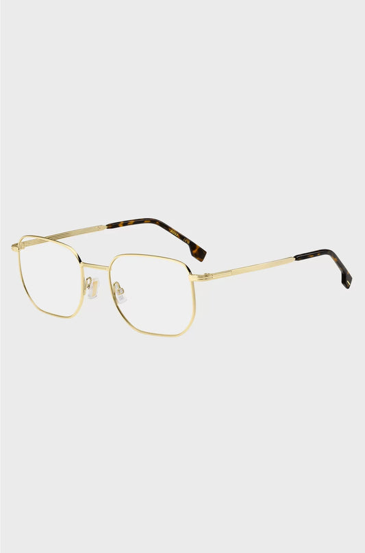 GOLD-TONE OPTICAL FRAMES WITH HAVANA END TIPS