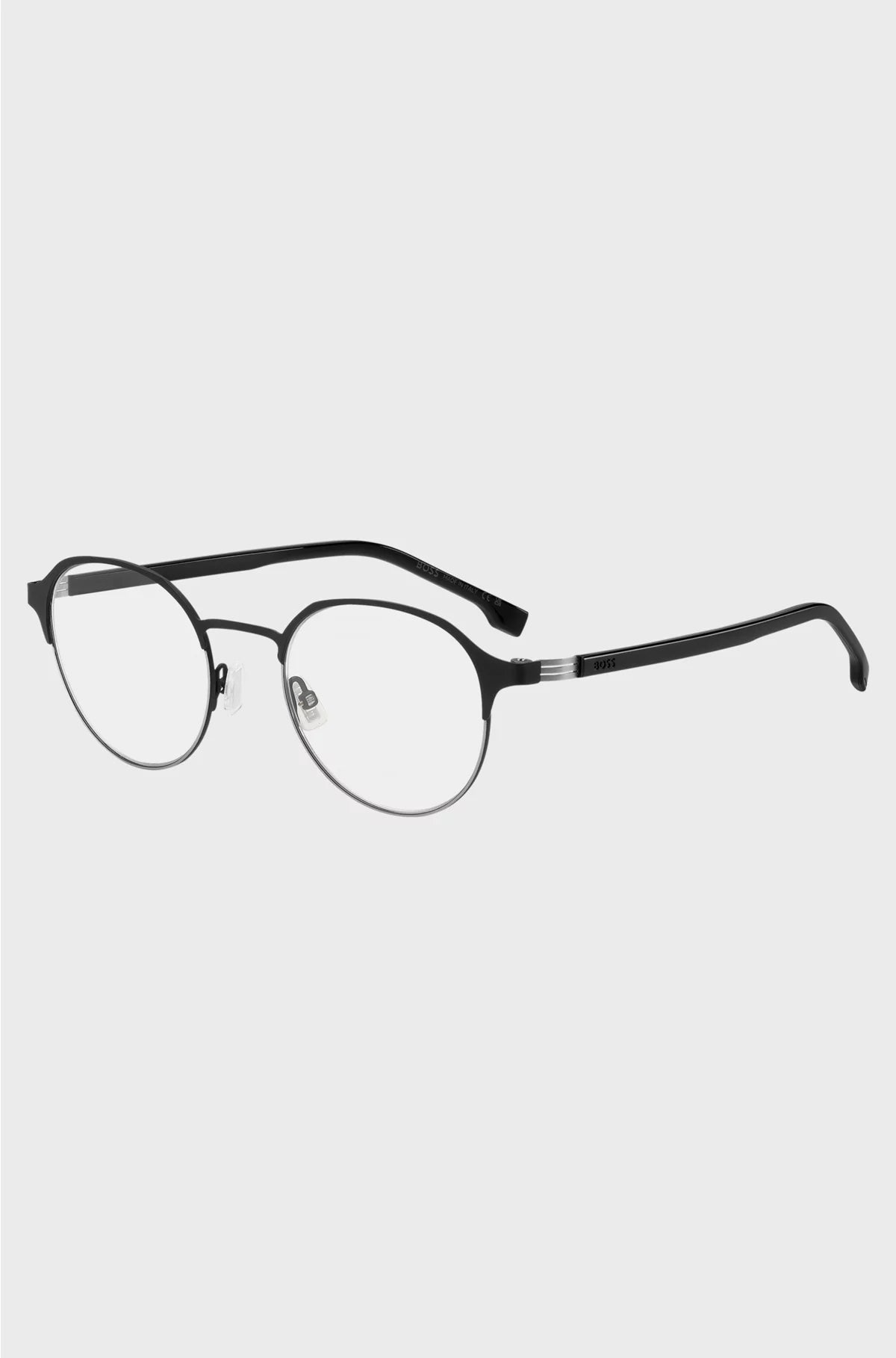 ROUND OPTICAL FRAMES IN BLACK STEEL WITH STRIPED HINGE