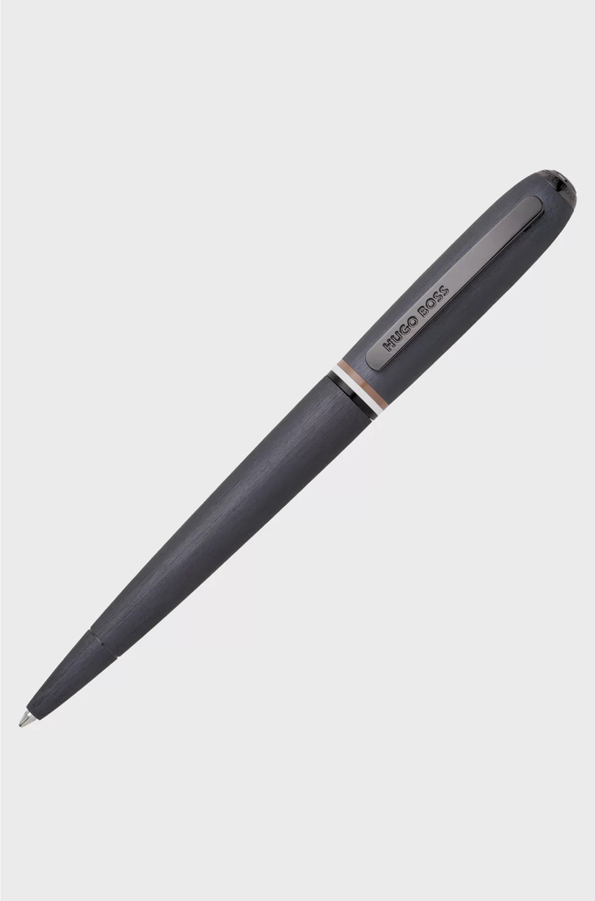 BRUSHED BALLPOINT PEN WITH SIGNATURE-STRIPE RING