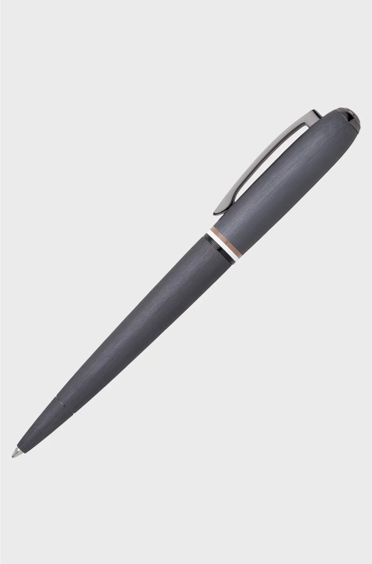 BRUSHED BALLPOINT PEN WITH SIGNATURE-STRIPE RING