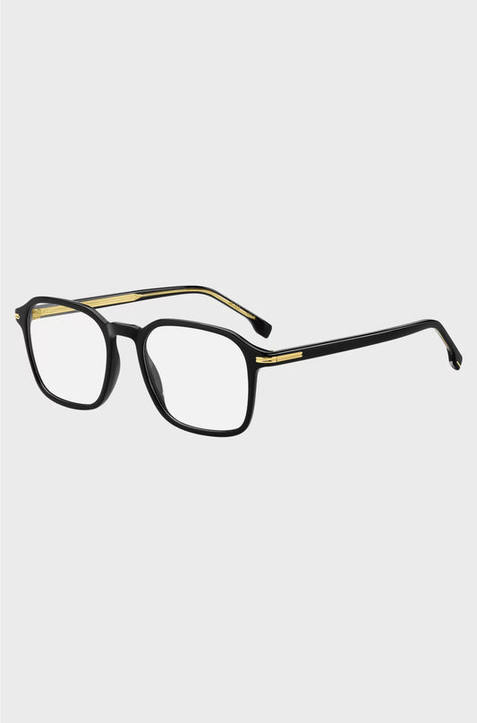 BLACK-ACETATE OPTICAL FRAMES WITH GOLD-TONE DETAILS