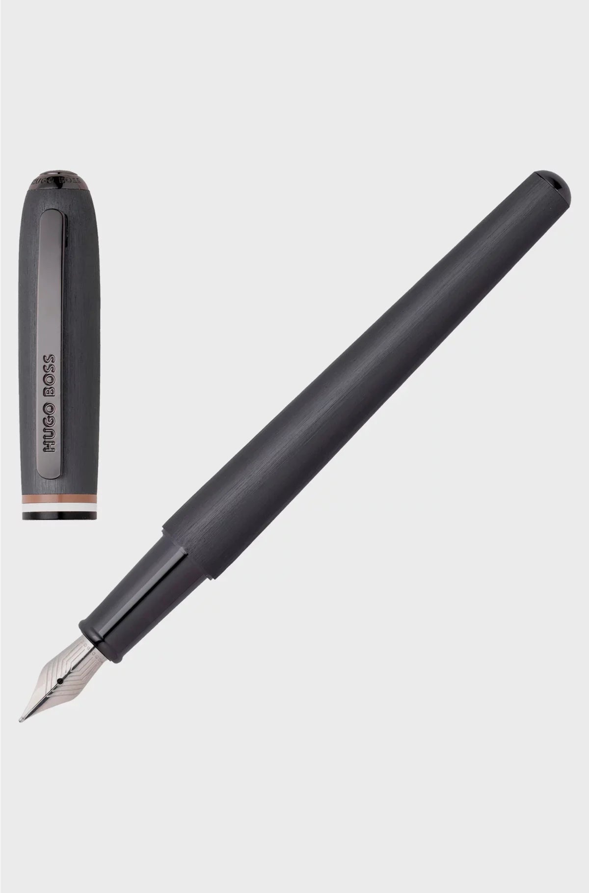 BRUSHED FOUNTAIN PEN WITH SIGNATURE-STRIPE MIDRING