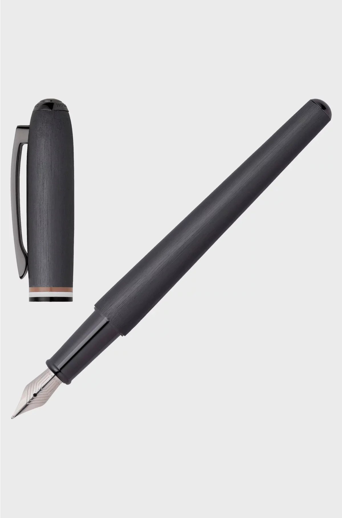 BRUSHED FOUNTAIN PEN WITH SIGNATURE-STRIPE MIDRING