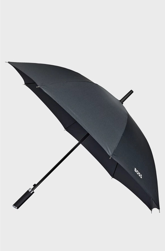 GRID-PATTERN UMBRELLA WITH LOGO-EMBOSSED HANDLE