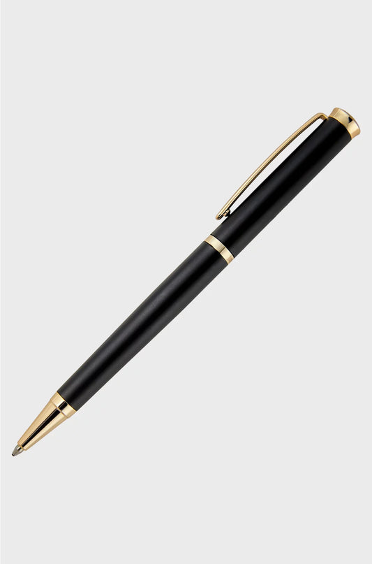 MATTE-BLACK BALLPOINT PEN WITH GOLD-TONE ACCENTS