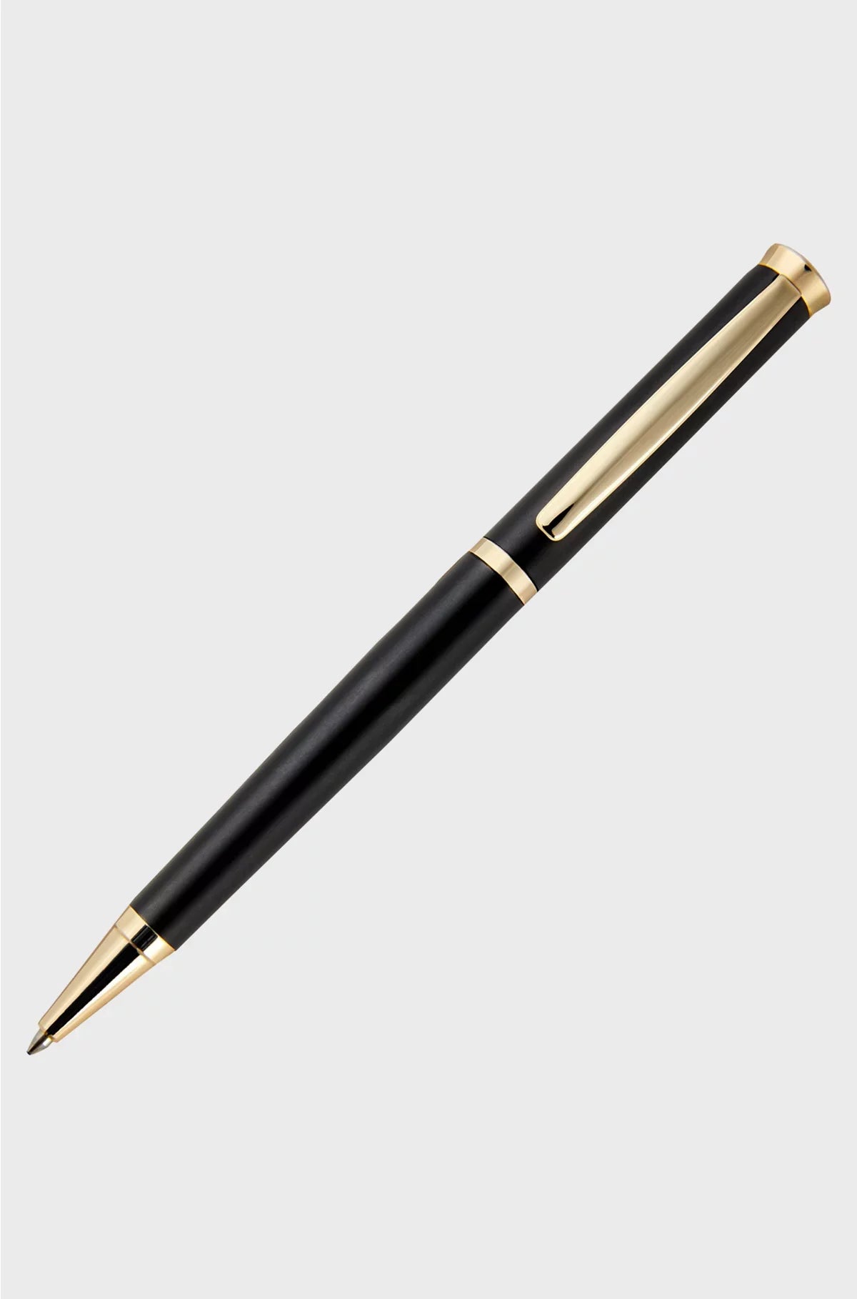 MATTE-BLACK BALLPOINT PEN WITH GOLD-TONE ACCENTS