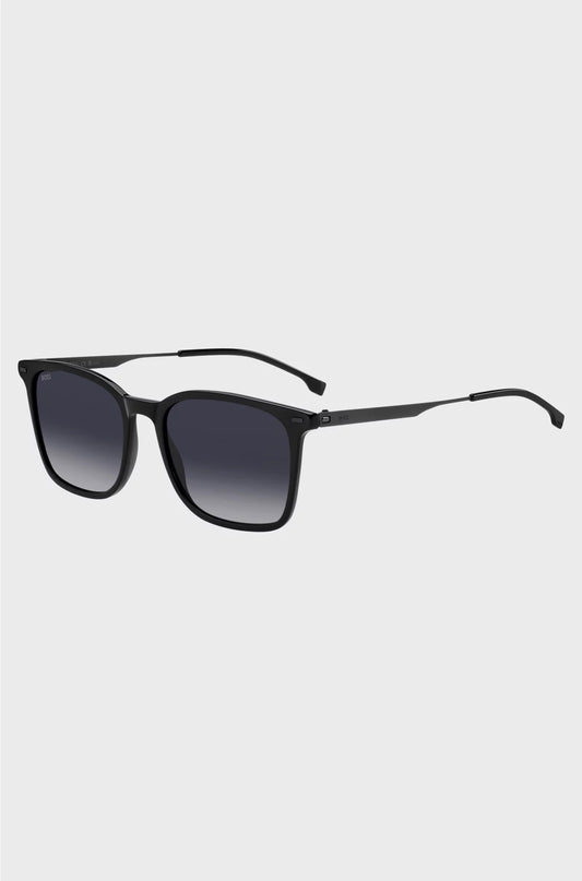 BLACK-ACETATE SUNGLASSES WITH STEEL TEMPLES