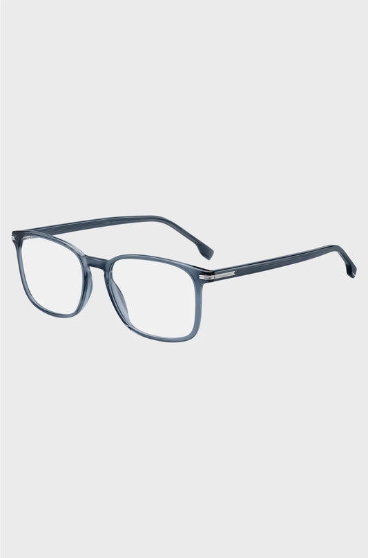 BLUE-ACETATE OPTICAL FRAMES WITH SILVER-TONE HINGES