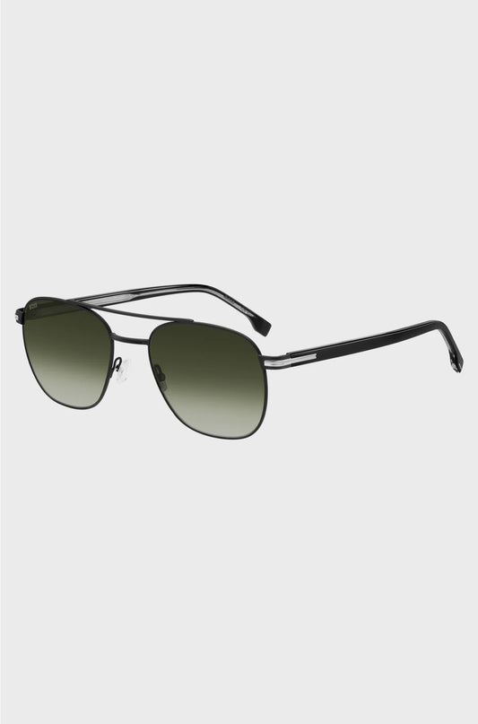 DOUBLE-BRIDGE SUNGLASSES IN BLACK STEEL
