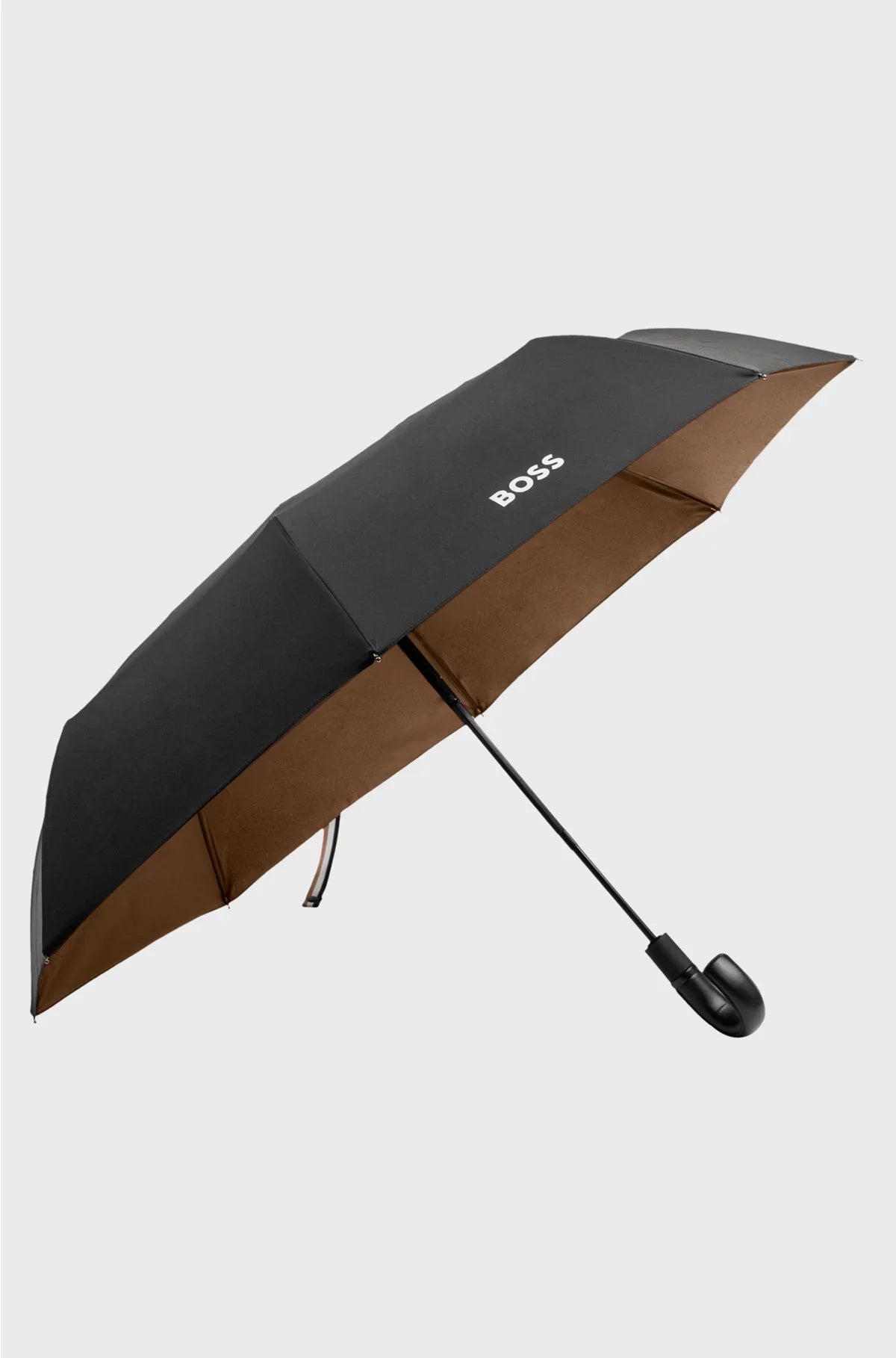BLACK POCKET UMBRELLA WITH CAMEL INTERIOR