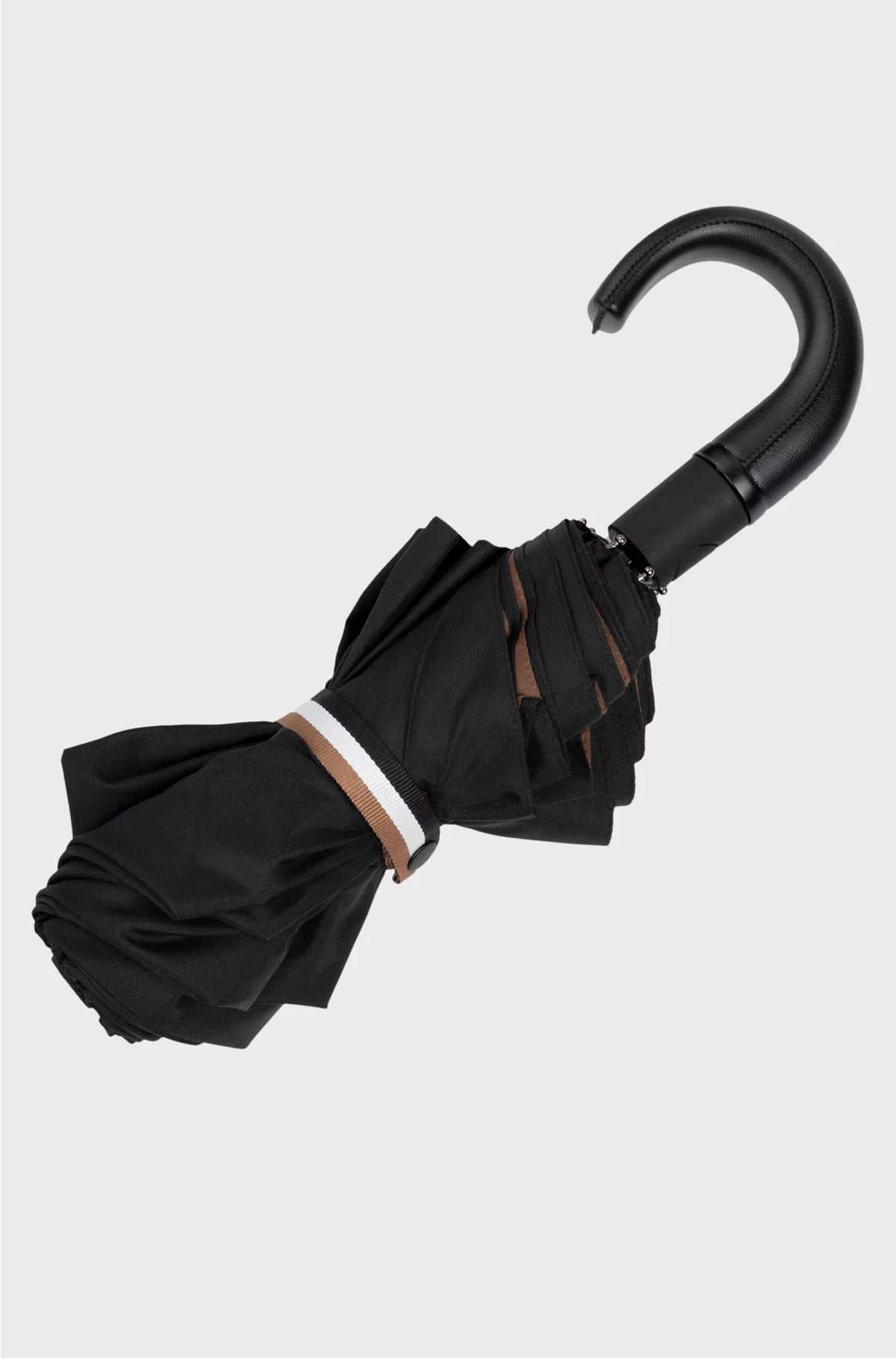 BLACK POCKET UMBRELLA WITH CAMEL INTERIOR