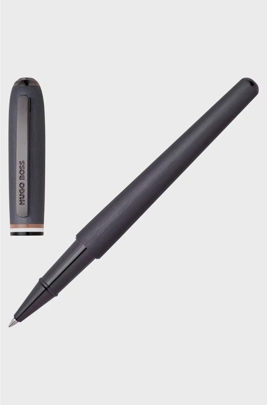 BRUSHED ROLLERBALL PEN WITH SIGNATURE-STRIPE RING