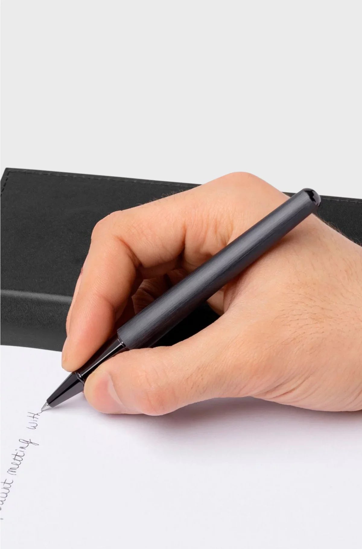 BRUSHED ROLLERBALL PEN WITH SIGNATURE-STRIPE RING