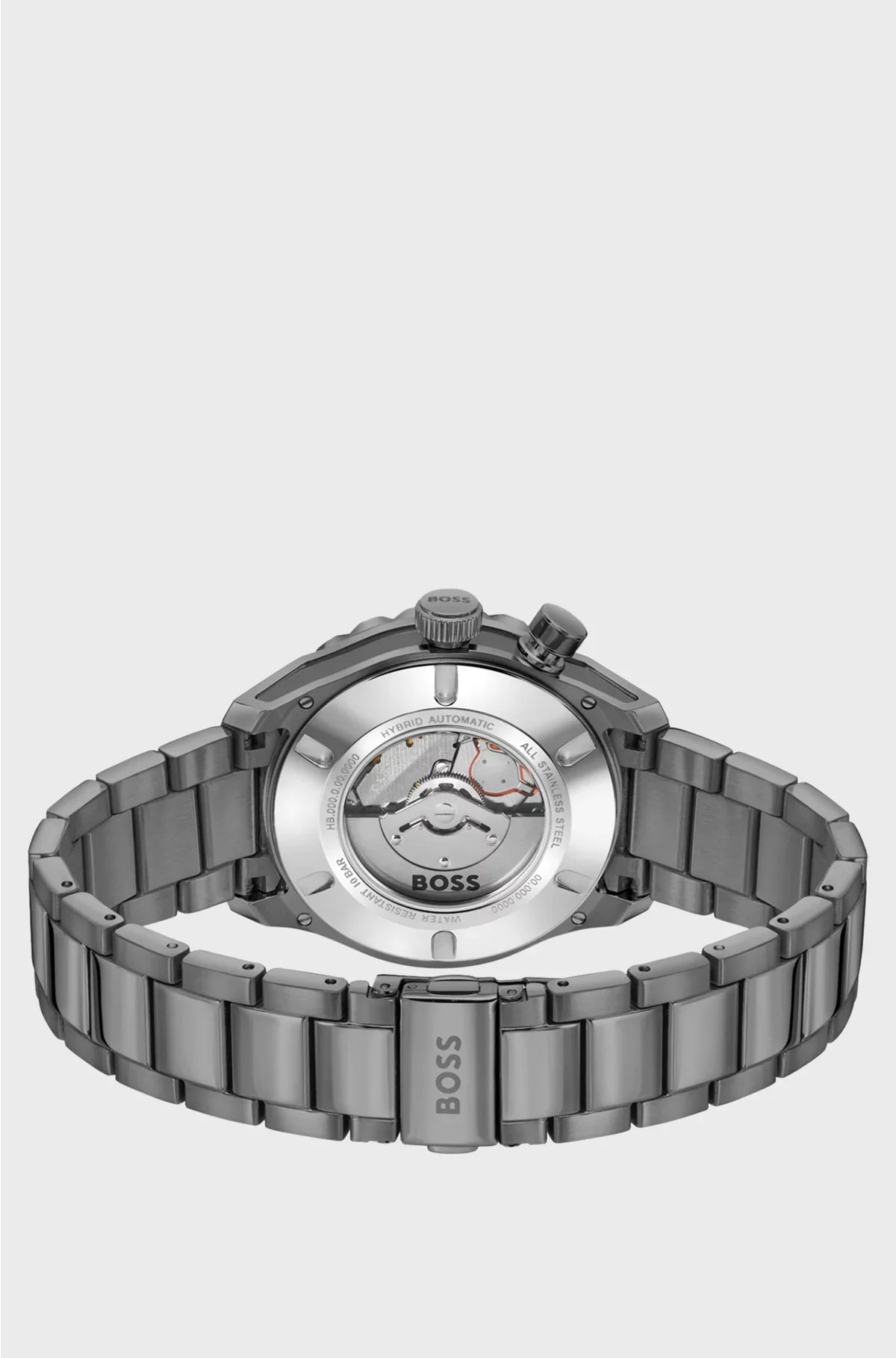 GREY-PLATED AUTOMATIC WATCH WITH MONOGRAM-TEXTURED DIAL