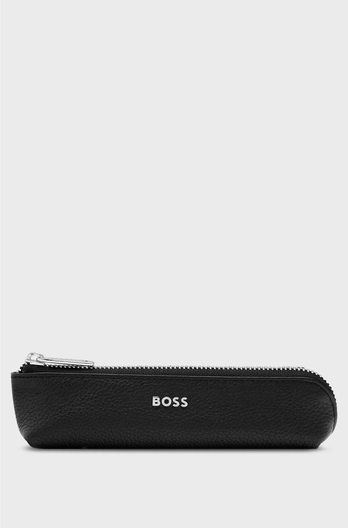 GRAINED-LEATHER PEN CASE IN BLACK WITH LOGO LETTERING