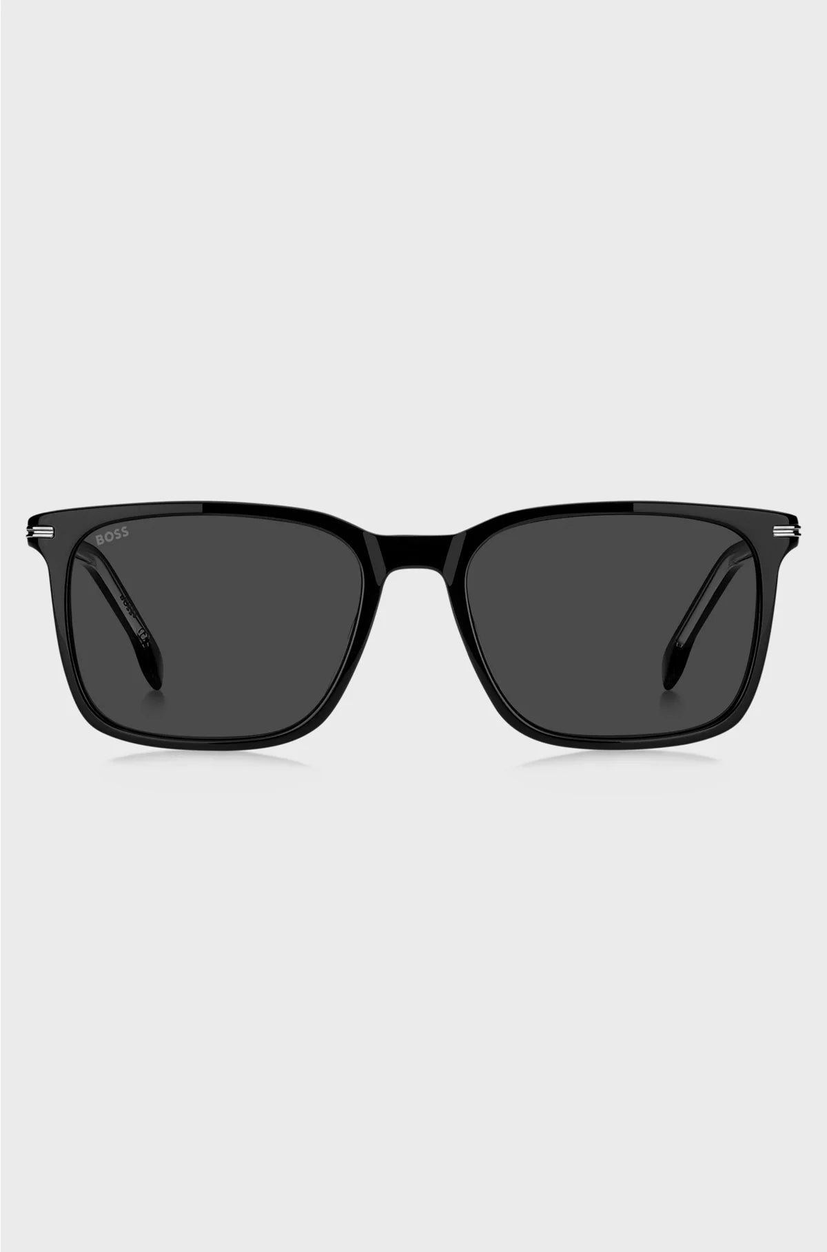 BLACK-ACETATE SUNGLASSES WITH SILVER-TONE TRIMS