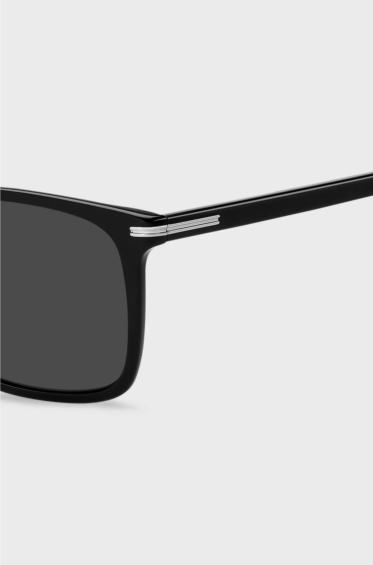 BLACK-ACETATE SUNGLASSES WITH SILVER-TONE TRIMS