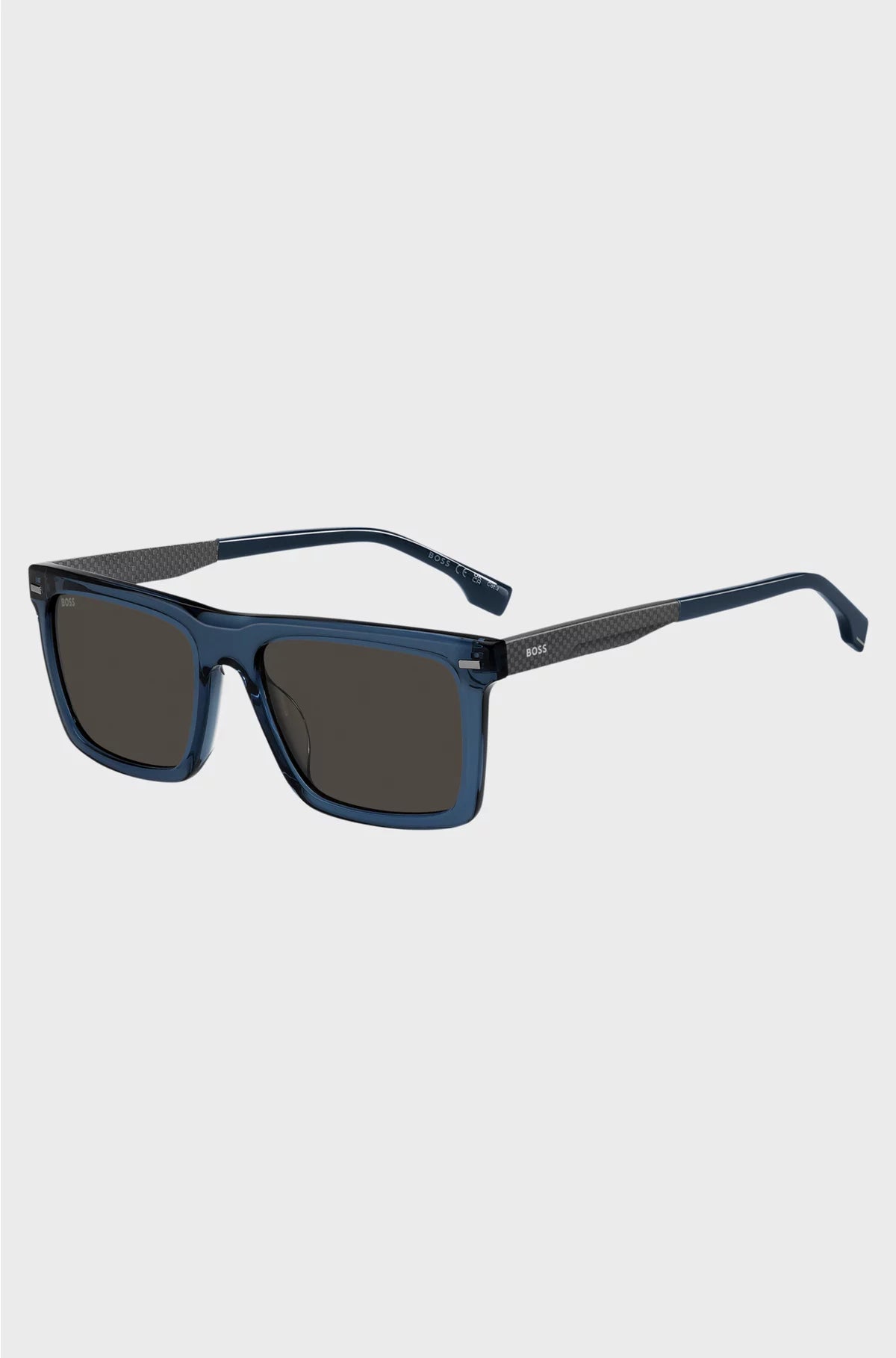 BLUE-ACETATE SUNGLASSES WITH PATTERNED CARBON-FIBRE TEMPLES