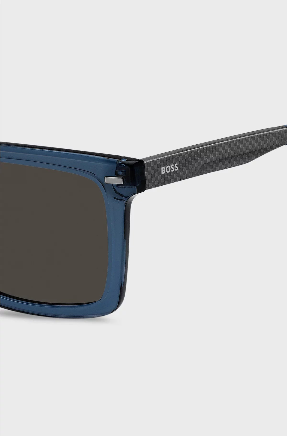 BLUE-ACETATE SUNGLASSES WITH PATTERNED CARBON-FIBRE TEMPLES