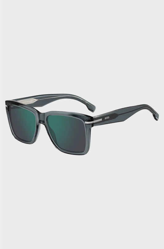 GREY-ACETATE SUNGLASSES WITH SILVER-TONE TRIMS