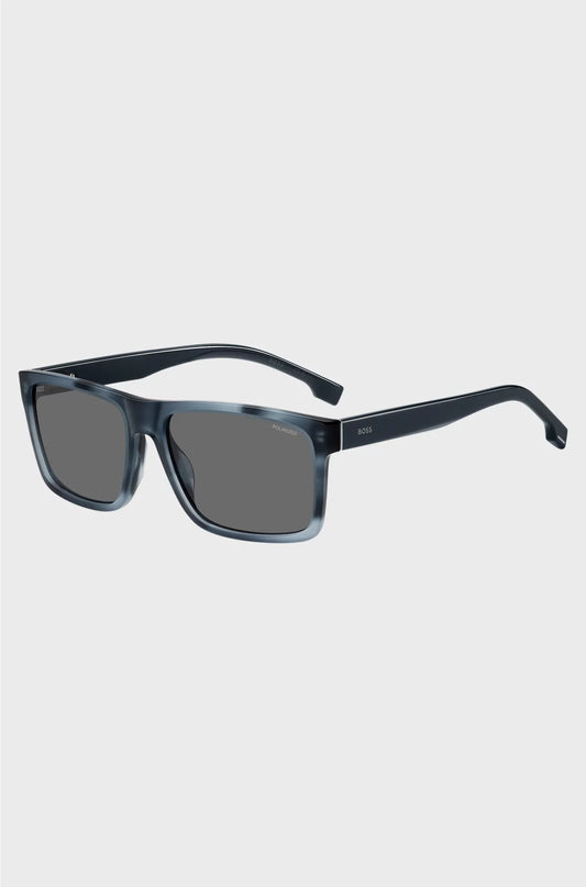 BLUE-ACETATE SUNGLASSES WITH PATTERNED FRAMES