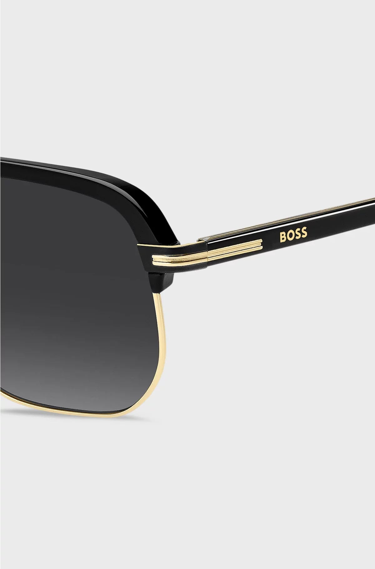DOUBLE-BRIDGE SUNGLASSES IN METAL AND BLACK ACETATE