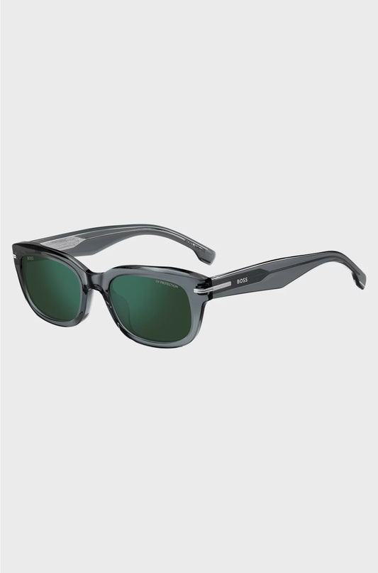GREY-ACETATE SUNGLASSES WITH GREEN LENSES