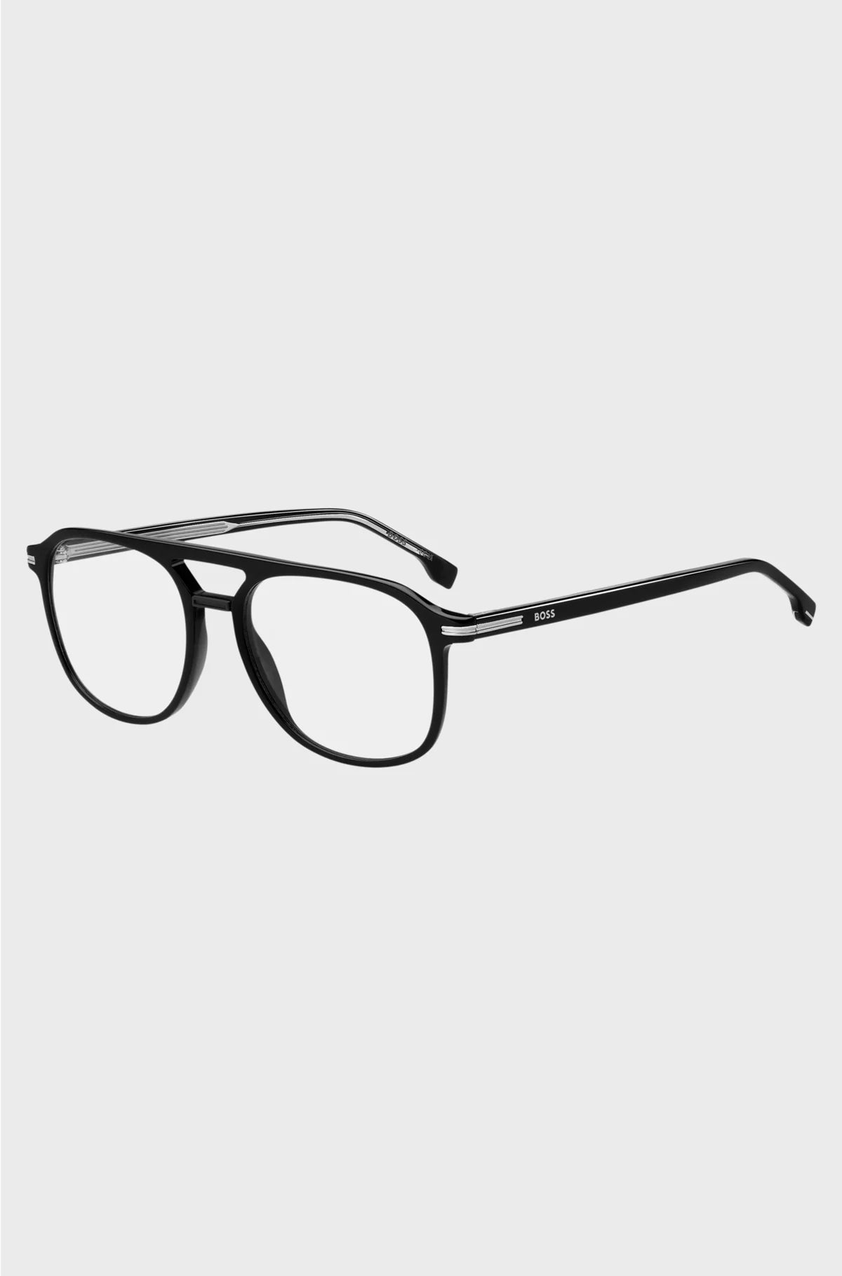 BLACK-ACETATE OPTICAL FRAMES WITH SILVER-TONE TRIMS