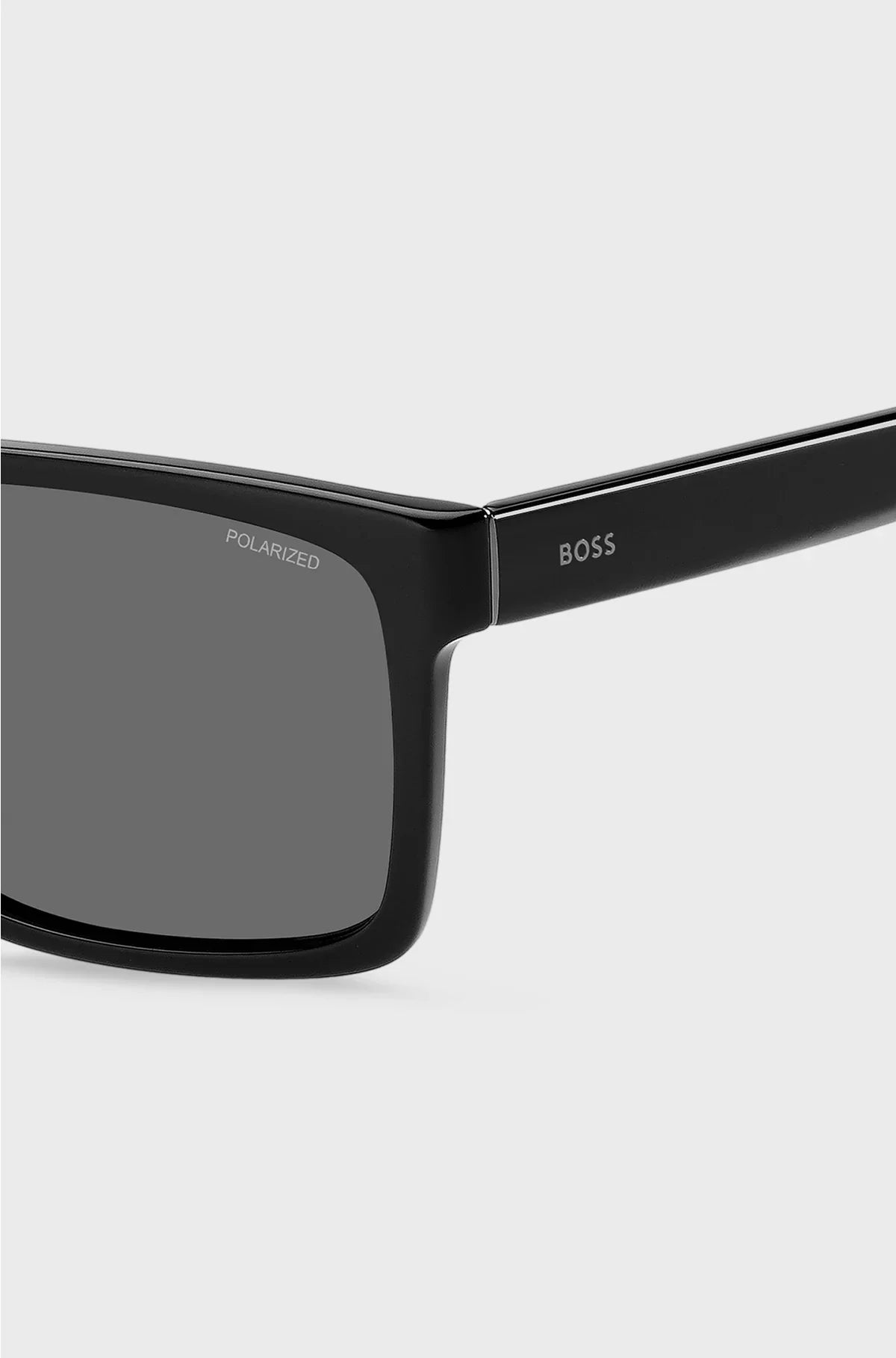 ENGRAVED-LOGO SUNGLASSES IN BLACK ACETATE