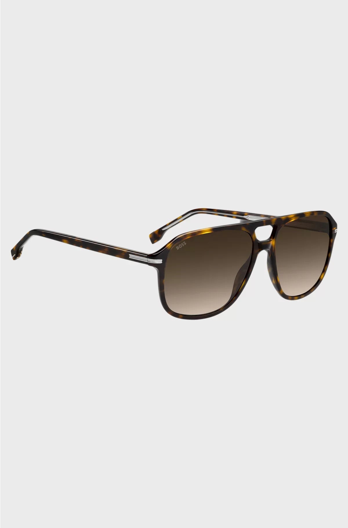 HAVANA-ACETATE SUNGLASSES WITH SILVER-TONE TRIMS