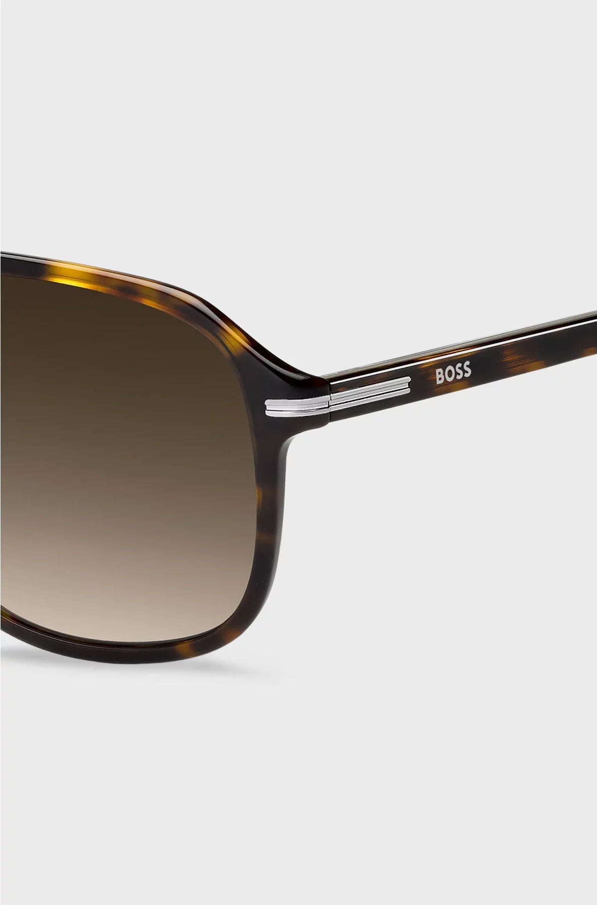 HAVANA-ACETATE SUNGLASSES WITH SILVER-TONE TRIMS