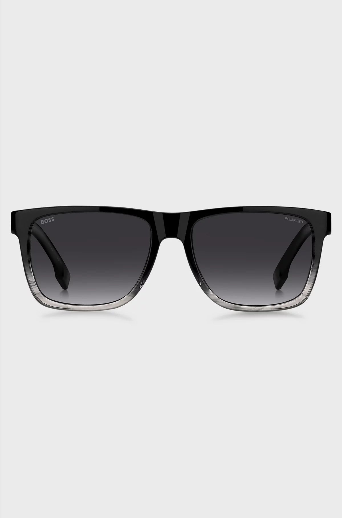 ENGRAVED-LOGO SUNGLASSES IN DEGRADE BLACK ACETATE