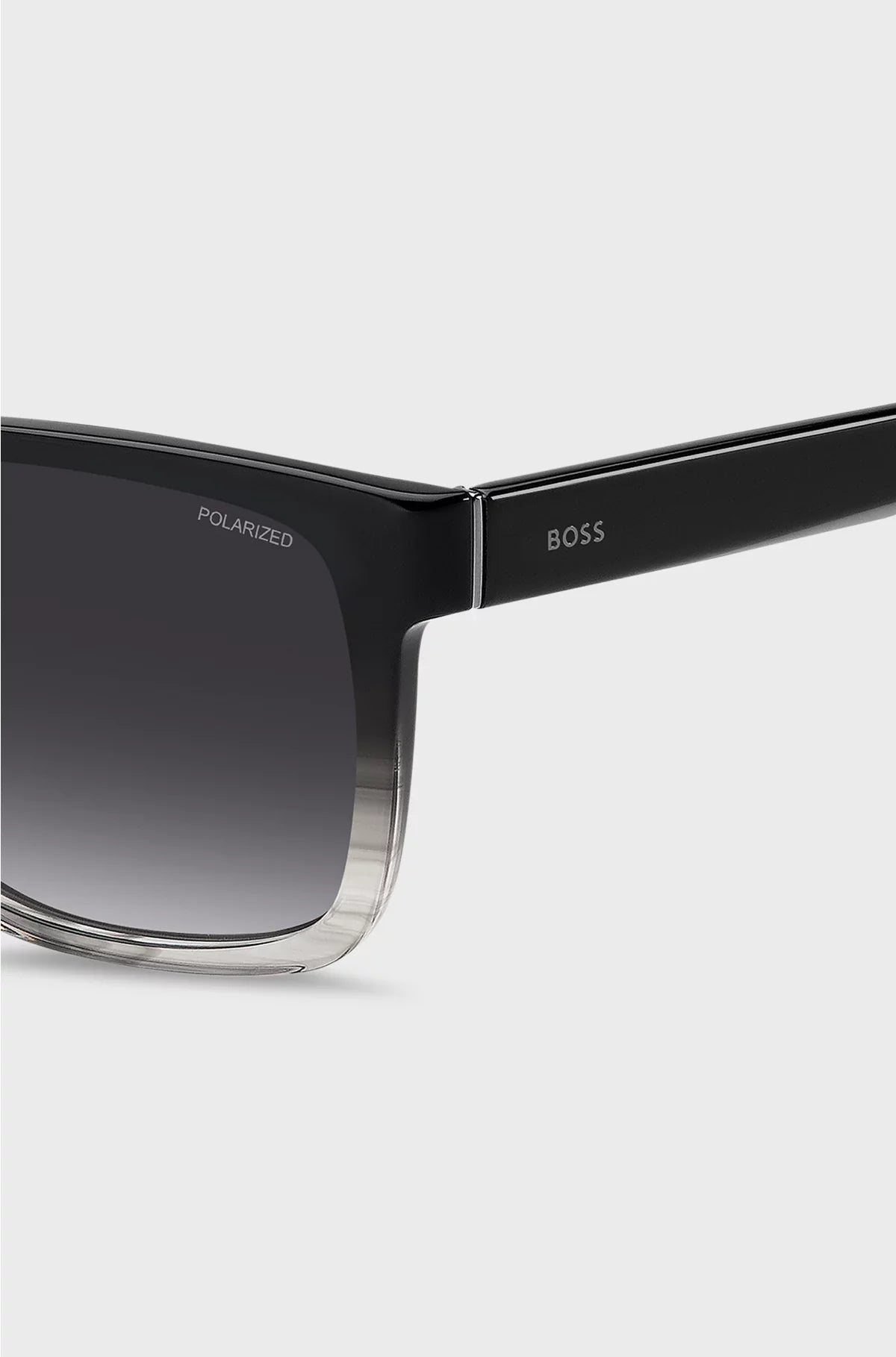 ENGRAVED-LOGO SUNGLASSES IN DEGRADE BLACK ACETATE