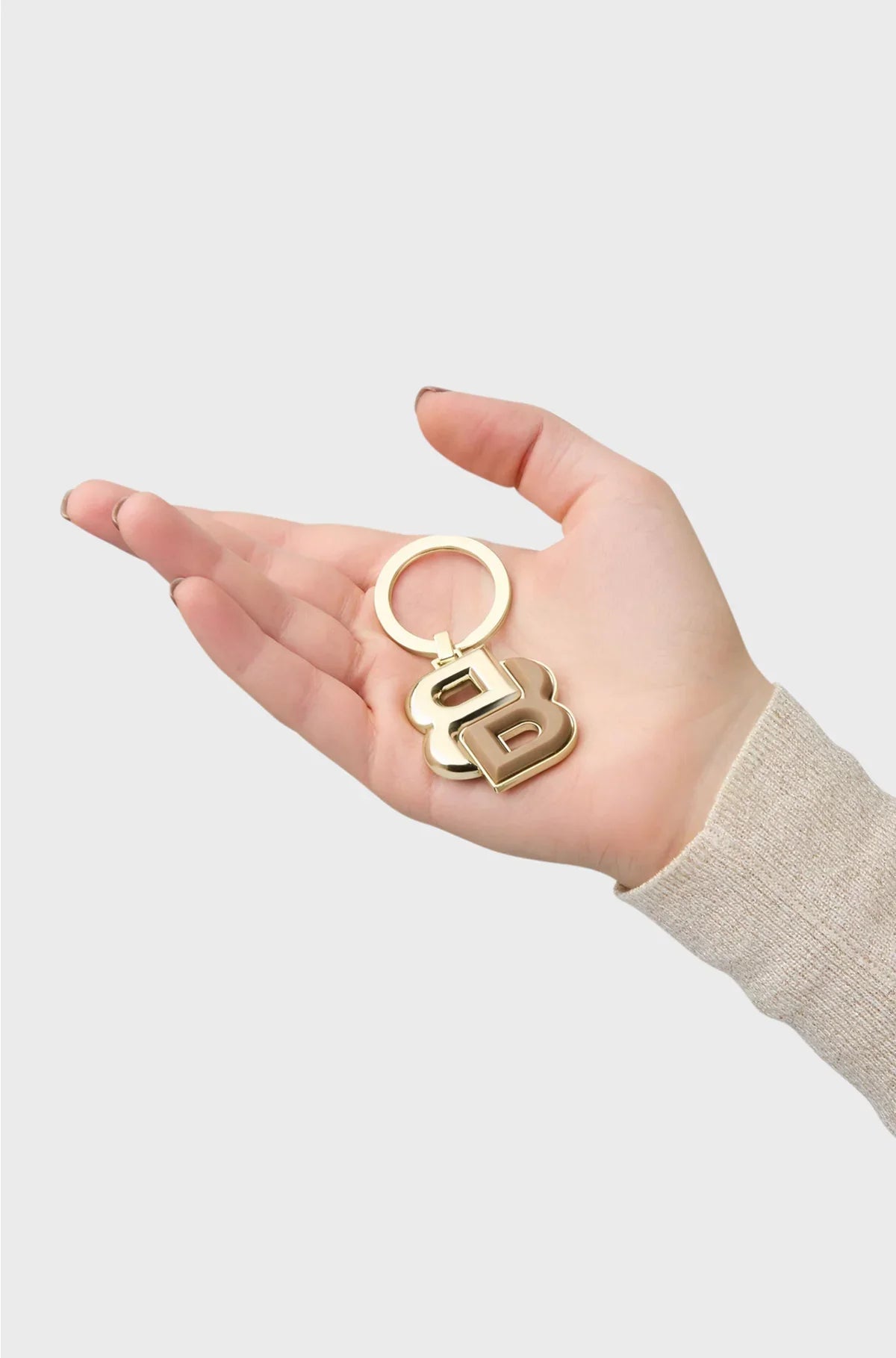 KEY RING WITH CAMEL AND GOLD-TONE DOUBLE B MONOGRAM